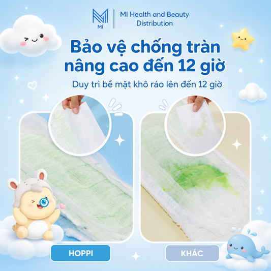 Thùng 4 Gói Bỉm Dán Hoppi Airdream Siêu Mỏng Nhẹ – Size NB/S/M/L – Cho Bé 6–25kg