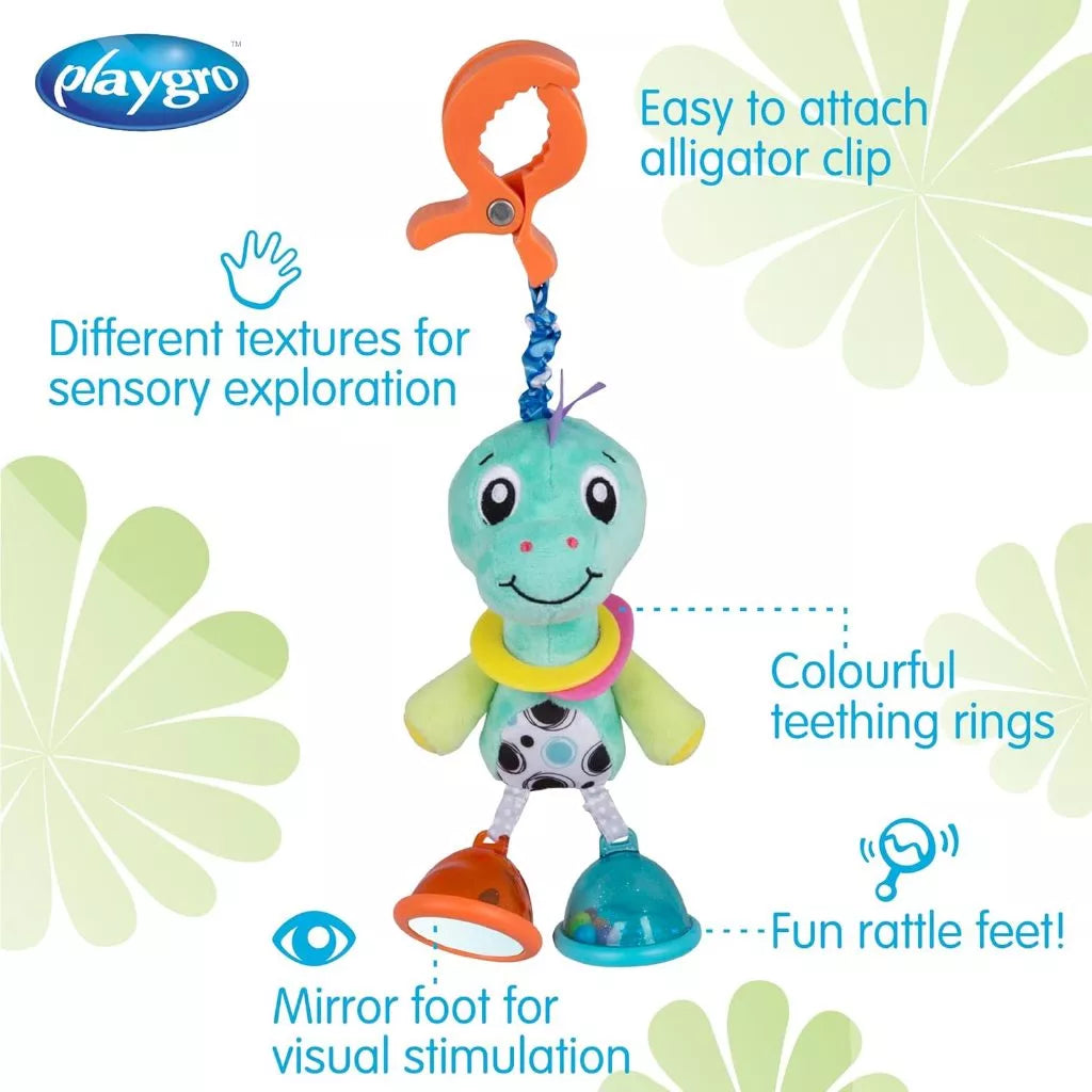 Playgro Dingly Dangly Denny Dino – Đồ chơi treo phát triển giác quan cho bé, có clip gắn tiện lợi