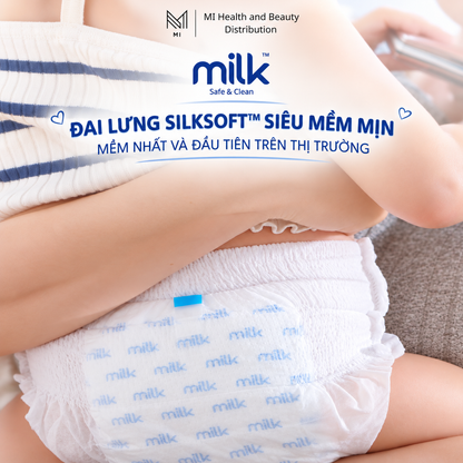 Thùng 4 Bịch Bỉm Tã Quần MILK Yoga Pants Siêu Mềm Mỏng Chống Hăm Cho Bé [Size M168/L144/XL120/XXL96]