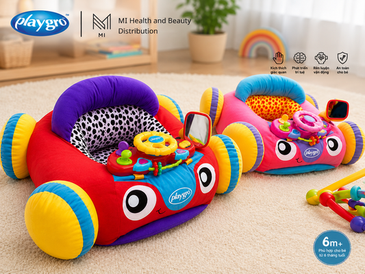Ghế tập ngồi ô tô nhồi bông Playgro Music & Lights Comfy Car có nhạc và đèn cho bé từ 6 tháng