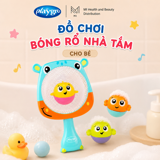 Đồ chơi nhà tắm ném bóng rổ Playgro Hoop & Scoop có đế hút chân không cho bé
