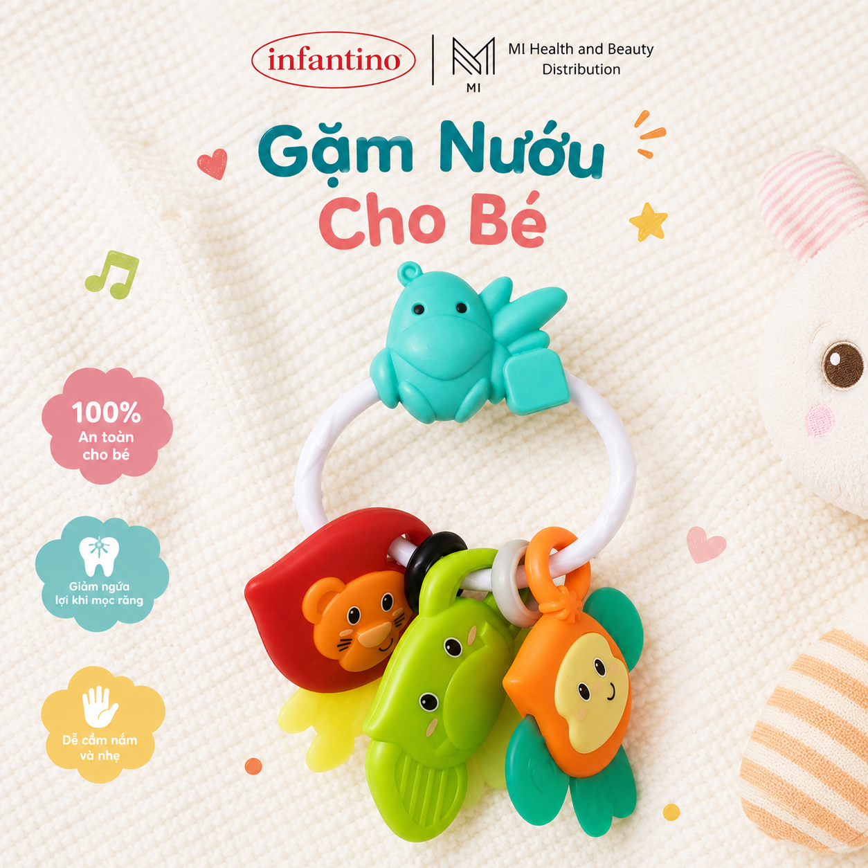 Gặm Nướu Cho Bé Pals Safari Infantino – Chất Liệu An Toàn, Thiết Kế Ngộ Nghĩnh