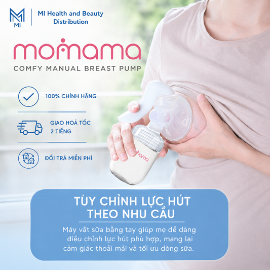 Máy hút sữa bằng tay Momama Comfy – Nhỏ gọn, Êm ái, Dễ vệ sinh | Hút sữa không đau, chất liệu an toàn cho mẹ và bé