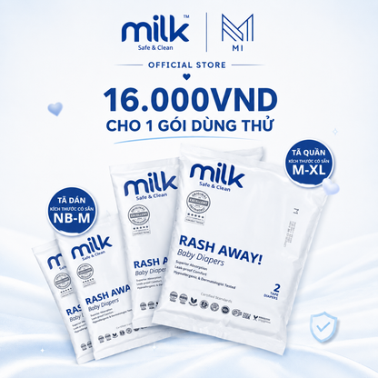 2 Miếng Dùng Thử Bỉm Tã Dán / Tã Quần  MILK Flexi Tape Siêu Mềm Mỏng Chống Hăm Cho Bé [Size từ sơ sinh đến 25kg}