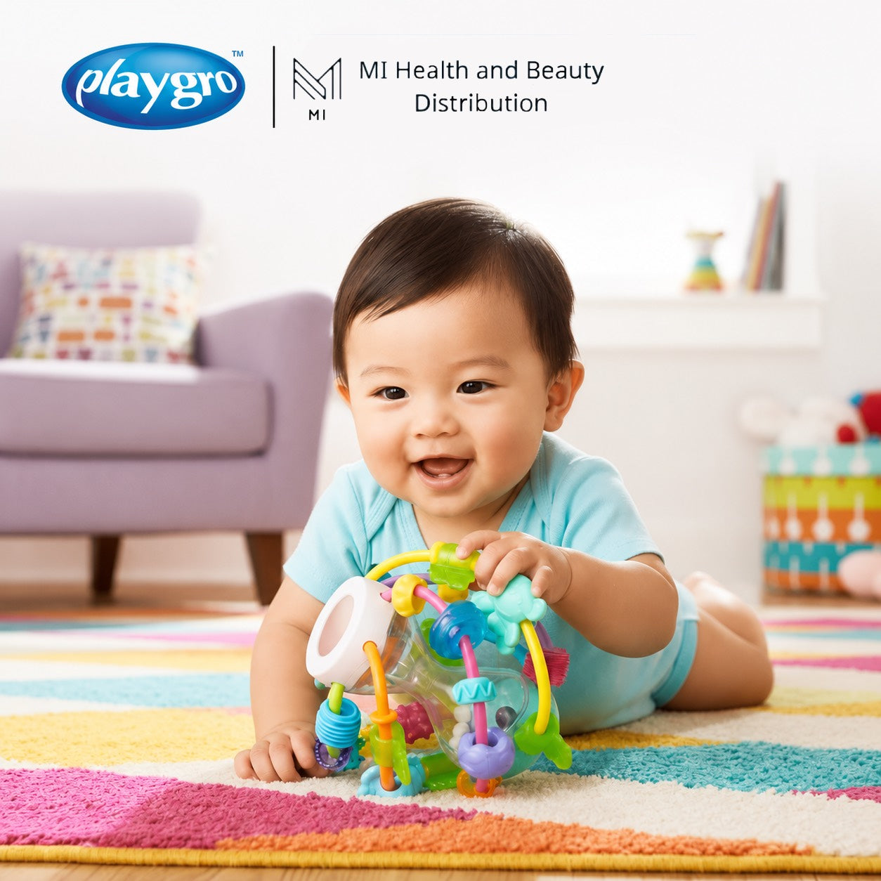 Quả bóng xúc xắc tập bò Playgro Play & Learn Ball chính hãng