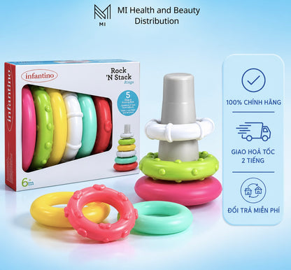 Đồ Chơi Tháp Xếp Chồng Infantino Vòng Tròn Nhiều Màu Sắc Cho Bé Giúp Kích Thích Thị Giác Bằng Nhựa ABS Cao Cấp An Toàn
