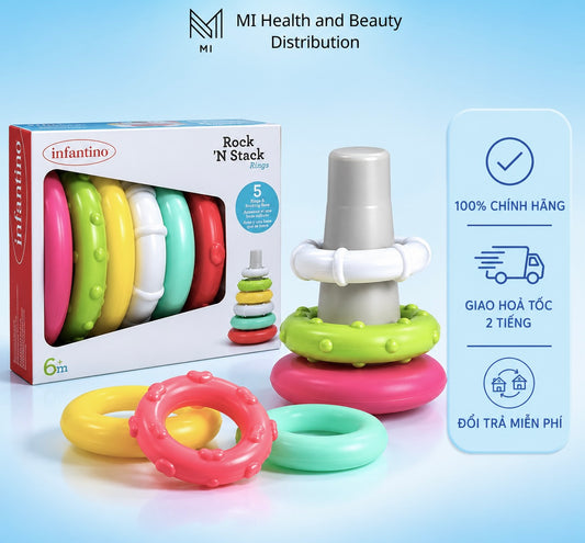 Đồ Chơi Tháp Xếp Chồng Infantino Vòng Tròn Nhiều Màu Sắc Cho Bé Giúp Kích Thích Thị Giác Bằng Nhựa ABS Cao Cấp An Toàn