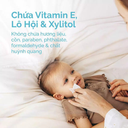 Khăn Ướt Trẻ Em Hoppi – Gói 3x80 tờ Nước Tinh Khiết, Mềm Mại, Dùng Được Cho Da Nhạy Cảm
