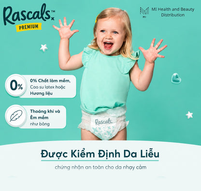 Thùng 3 bịch Tã quần cao cấp siêu thấm hút chống tràn 12 giờ Rascals Tape Convenience Pack chính hãng