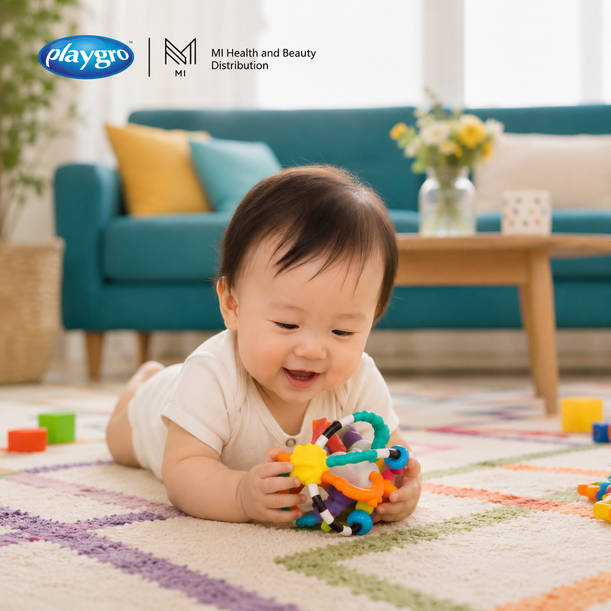 Đồ chơi vòng xoay gắn ghế ăn dặm Playgro High Chair Spinning Toy có đế hút chân không cho bé