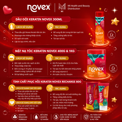 Mặt Nạ Ủ Tóc Phục Hồi Chuyên Sâu Novex Brazilian Keratin Hũ 400g / 1kg Chính Hãng Brazil