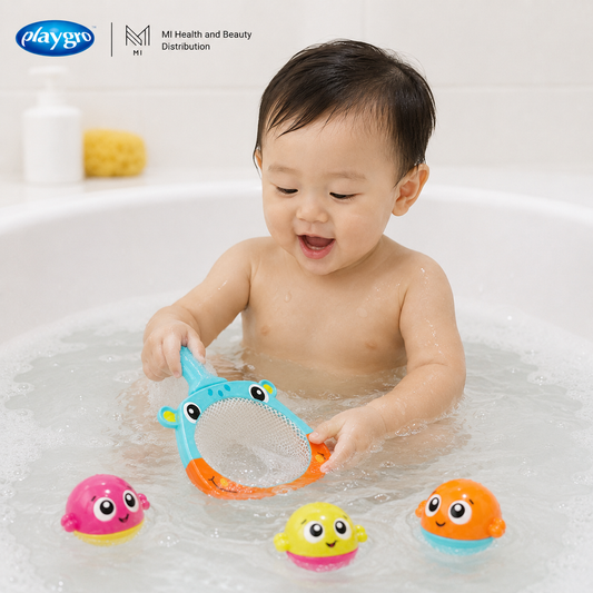 Đồ chơi nhà tắm ném bóng rổ Playgro Hoop & Scoop có đế hút chân không cho bé