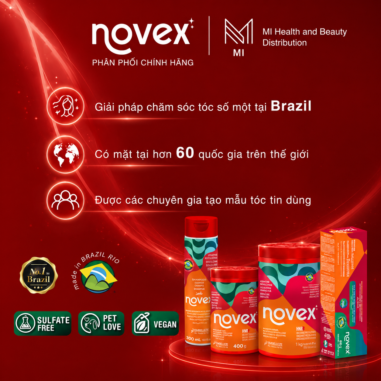 Mặt Nạ Ủ Tóc Phục Hồi Chuyên Sâu Novex Brazilian Keratin Hũ 400g / 1kg Chính Hãng Brazil