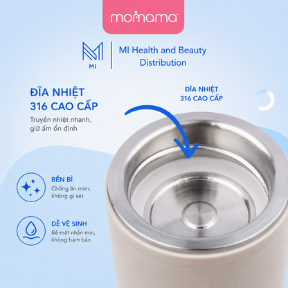 Máy Hâm Sữa Cầm Tay MOMAMA PLUS+ Cải Tiến - Máy Hâm Sữa Di Động Cho Bé Có Đèn Đêm, Sạc Type-C, Giữ Ấm 6 Giờ