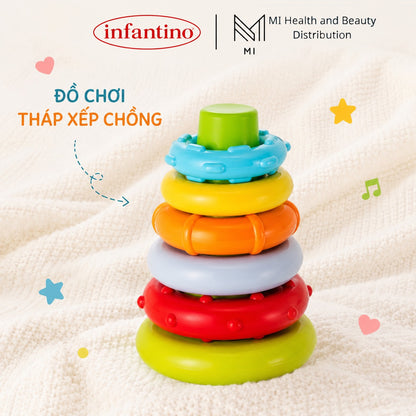 Đồ Chơi Tháp Xếp Chồng Infantino Vòng Tròn Nhiều Màu Sắc Cho Bé Giúp Kích Thích Thị Giác Bằng Nhựa ABS Cao Cấp An Toàn