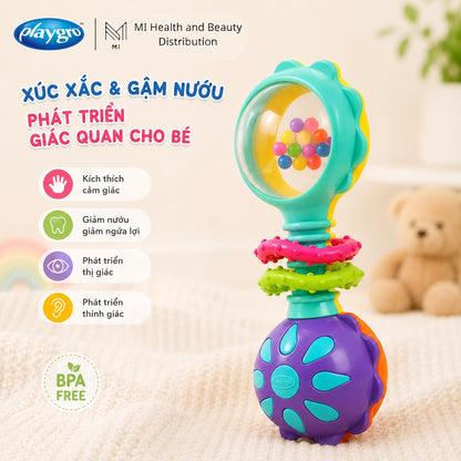 Xúc xắc thanh barbell phát triển giác quan + gặm nướu cho bé - Playgro Twisting Barbell Rattle