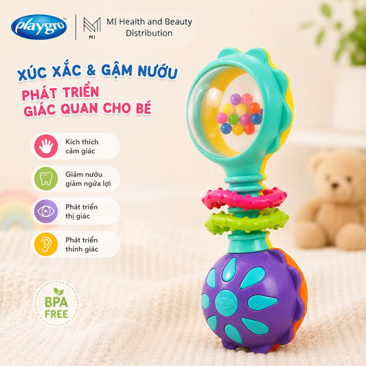 Xúc xắc thanh barbell phát triển giác quan + gặm nướu cho bé - Playgro Twisting Barbell Rattle
