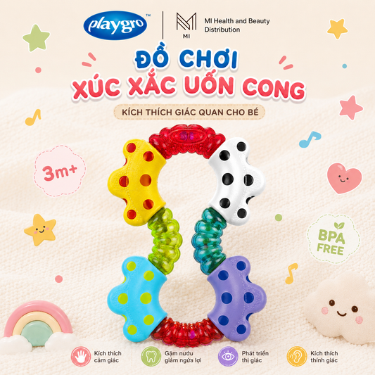 Đồ chơi xúc xắc uốn cong xoay vặn Playgro Click and Twist Rattle kích thích giác quan cho bé