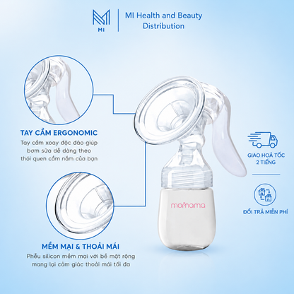 Máy hút sữa bằng tay Momama Comfy – Nhỏ gọn, Êm ái, Dễ vệ sinh | Hút sữa không đau, chất liệu an toàn cho mẹ và bé