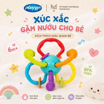 Xúc xắc gặm nướu uốn dẻo xoay vặn  Playgro Bend and Twist Teething Rattle phát triển giác quan cho bé từ 3 tháng