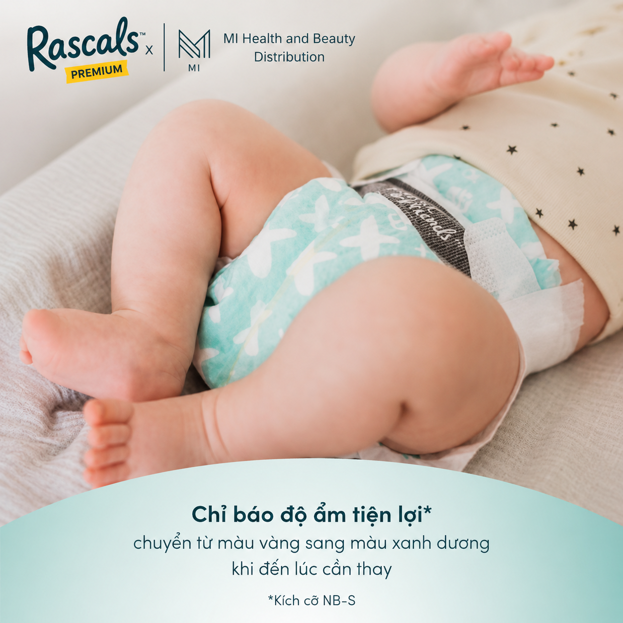 Tã dán cao cấp siêu thấm hút chống tràn 12 giờ Rascals Tape Convenience Pack chính hãng