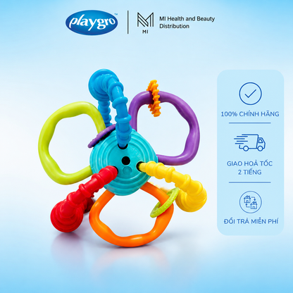 Xúc xắc gặm nướu uốn dẻo xoay vặn  Playgro Bend and Twist Teething Rattle phát triển giác quan cho bé từ 3 tháng