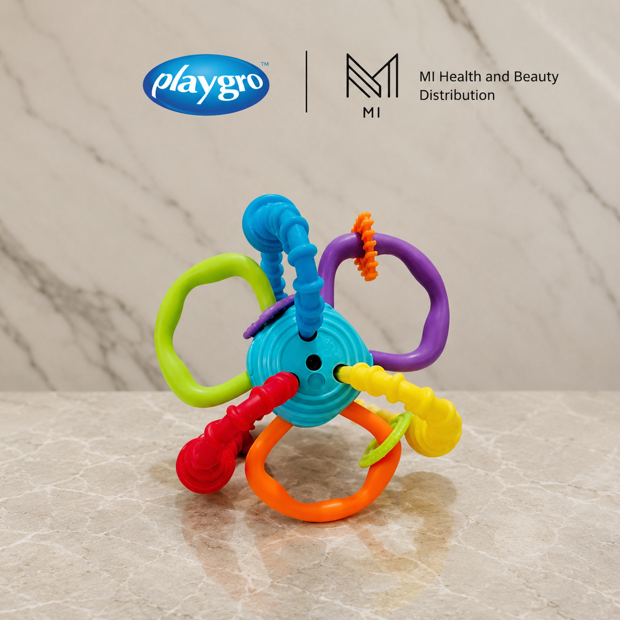 Xúc xắc gặm nướu uốn dẻo xoay vặn  Playgro Bend and Twist Teething Rattle phát triển giác quan cho bé từ 3 tháng