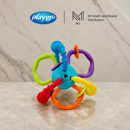 Xúc xắc gặm nướu uốn dẻo xoay vặn  Playgro Bend and Twist Teething Rattle phát triển giác quan cho bé từ 3 tháng