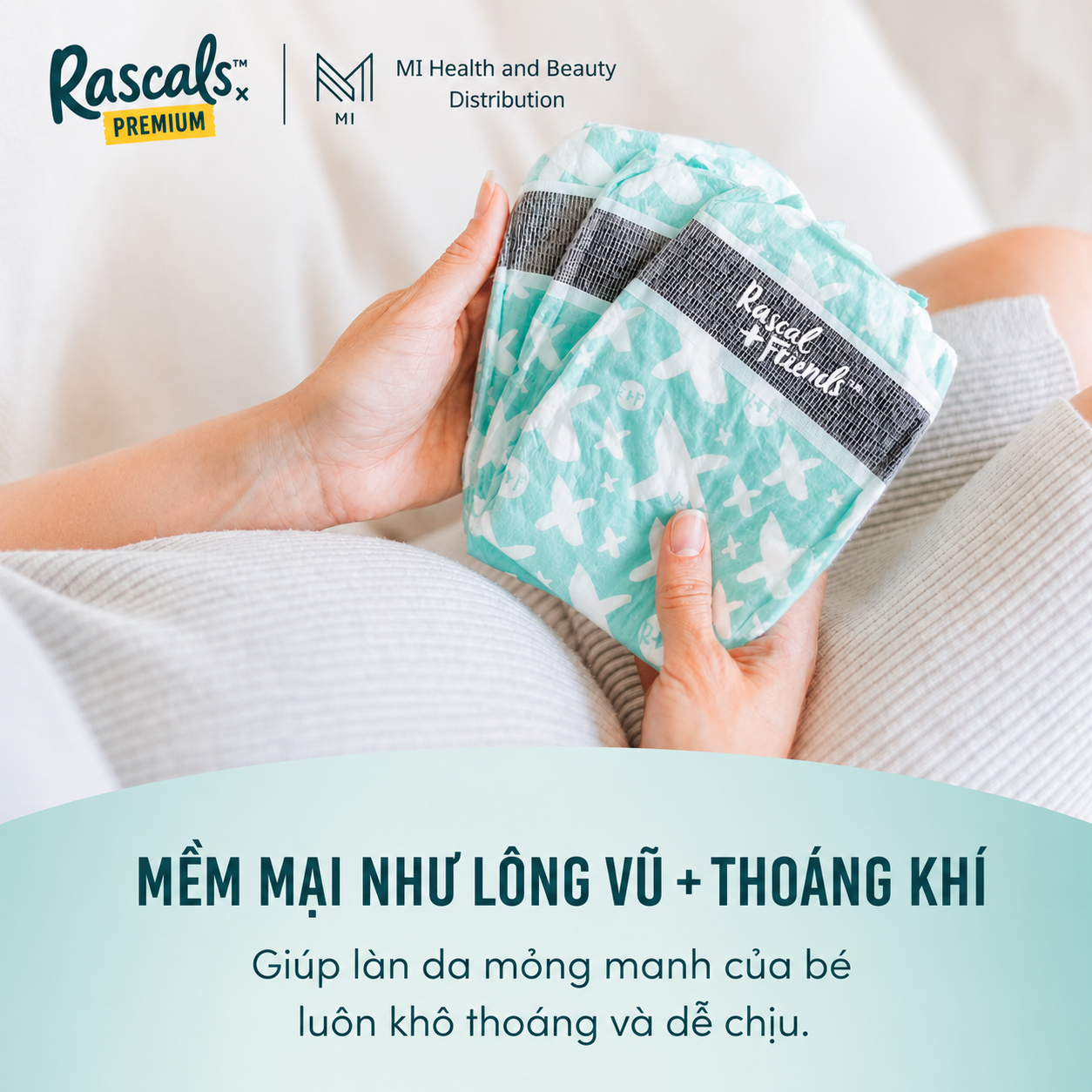 Tã dán cao cấp siêu thấm hút chống tràn 12 giờ Rascals Tape Convenience Pack chính hãng