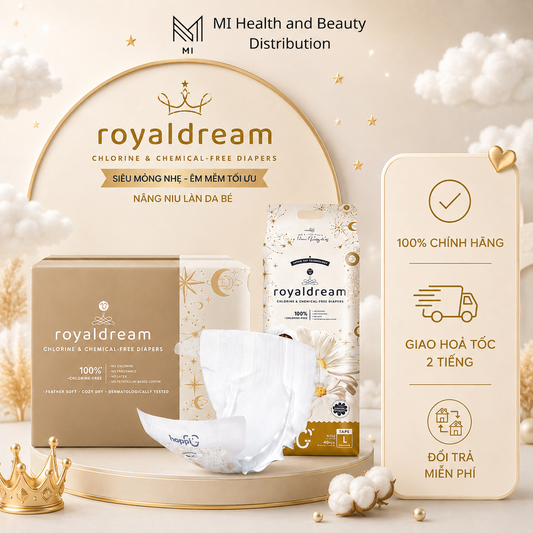 Bỉm Dán Hoppi RoyalDream Siêu Mỏng Nhẹ – Size NB/S/M/L – Cho Bé Dưới 5–14kg