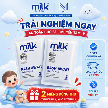 2 Miếng Dùng Thử Bỉm Tã Dán / Tã Quần  MILK Flexi Tape Siêu Mềm Mỏng Chống Hăm Cho Bé [Size từ sơ sinh đến 25kg}