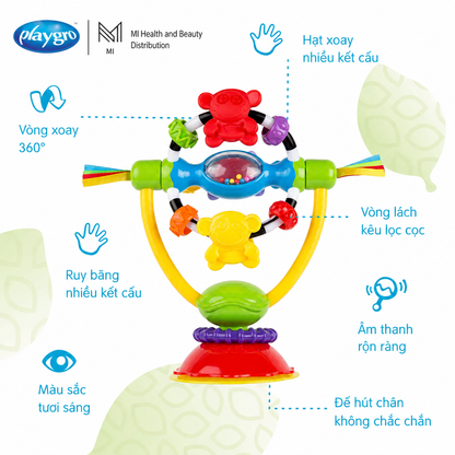 Đồ chơi vòng xoay gắn ghế ăn dặm Playgro High Chair Spinning Toy có đế hút chân không cho bé