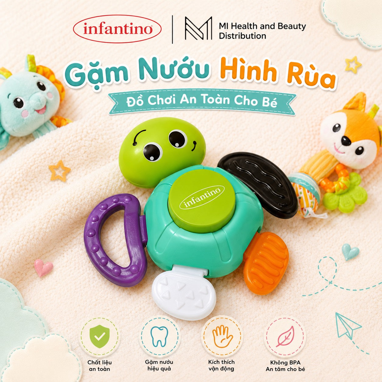 Gặm Nướu Hình Rùa Infantino – Đồ Chơi An Toàn Cho Bé 5.0