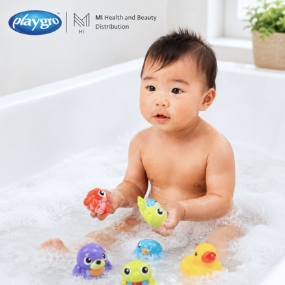Bộ 5 đồ chơi nhà tắm phun nước sinh vật biển Playgro Under the Sea Squirtees (Phiên bản mới)