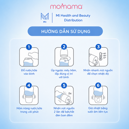 Máy Hâm Sữa Cầm Tay MOMAMA PLUS+ Cải Tiến - Máy Hâm Sữa Di Động Cho Bé Có Đèn Đêm, Sạc Type-C, Giữ Ấm 6 Giờ