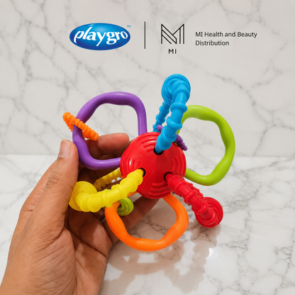 Xúc xắc gặm nướu uốn dẻo xoay vặn  Playgro Bend and Twist Teething Rattle phát triển giác quan cho bé từ 3 tháng