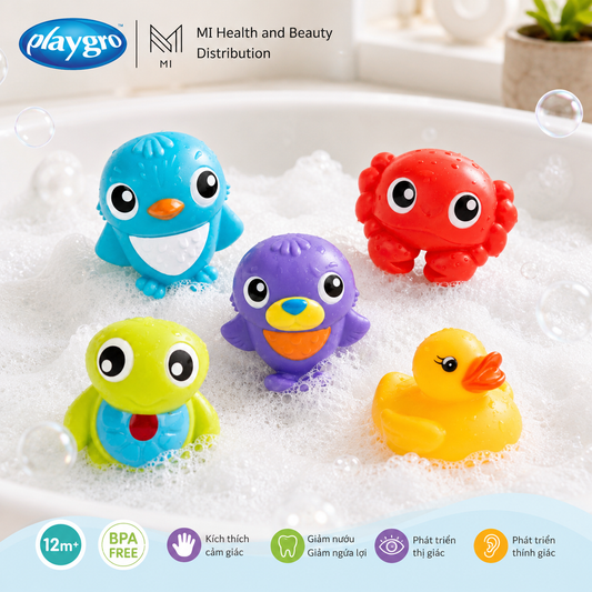 Bộ 5 đồ chơi nhà tắm phun nước sinh vật biển Playgro Under the Sea Squirtees (Phiên bản mới)