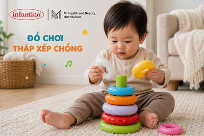 Đồ Chơi Tháp Xếp Chồng Infantino Vòng Tròn Nhiều Màu Sắc Cho Bé Giúp Kích Thích Thị Giác Bằng Nhựa ABS Cao Cấp An Toàn