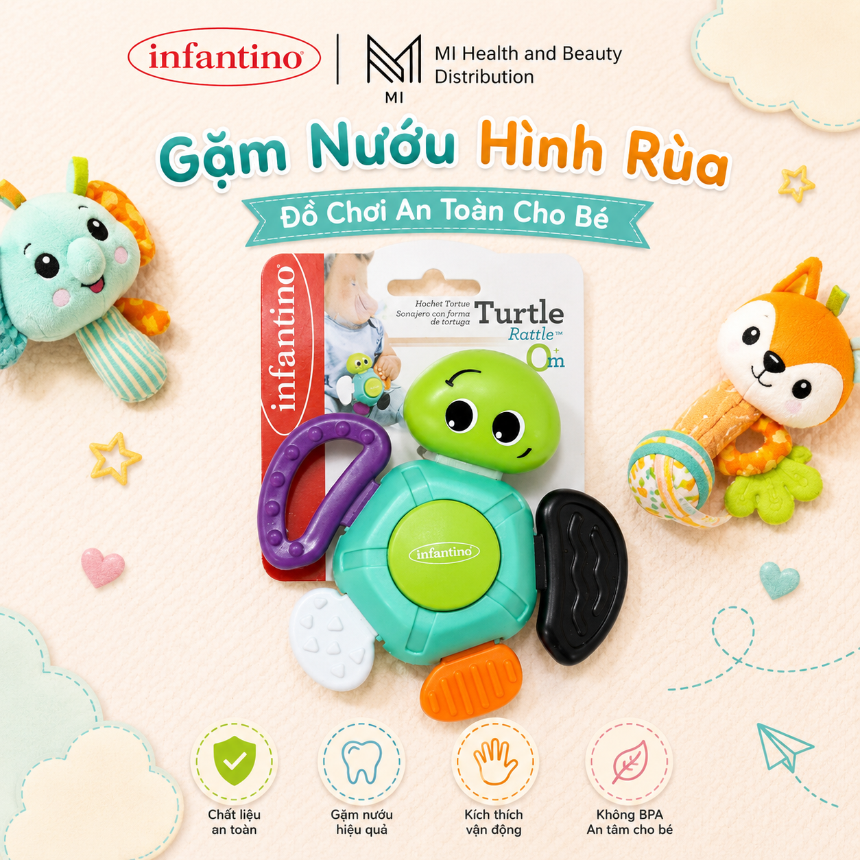 Gặm Nướu Hình Rùa Infantino – Đồ Chơi An Toàn Cho Bé 5.0