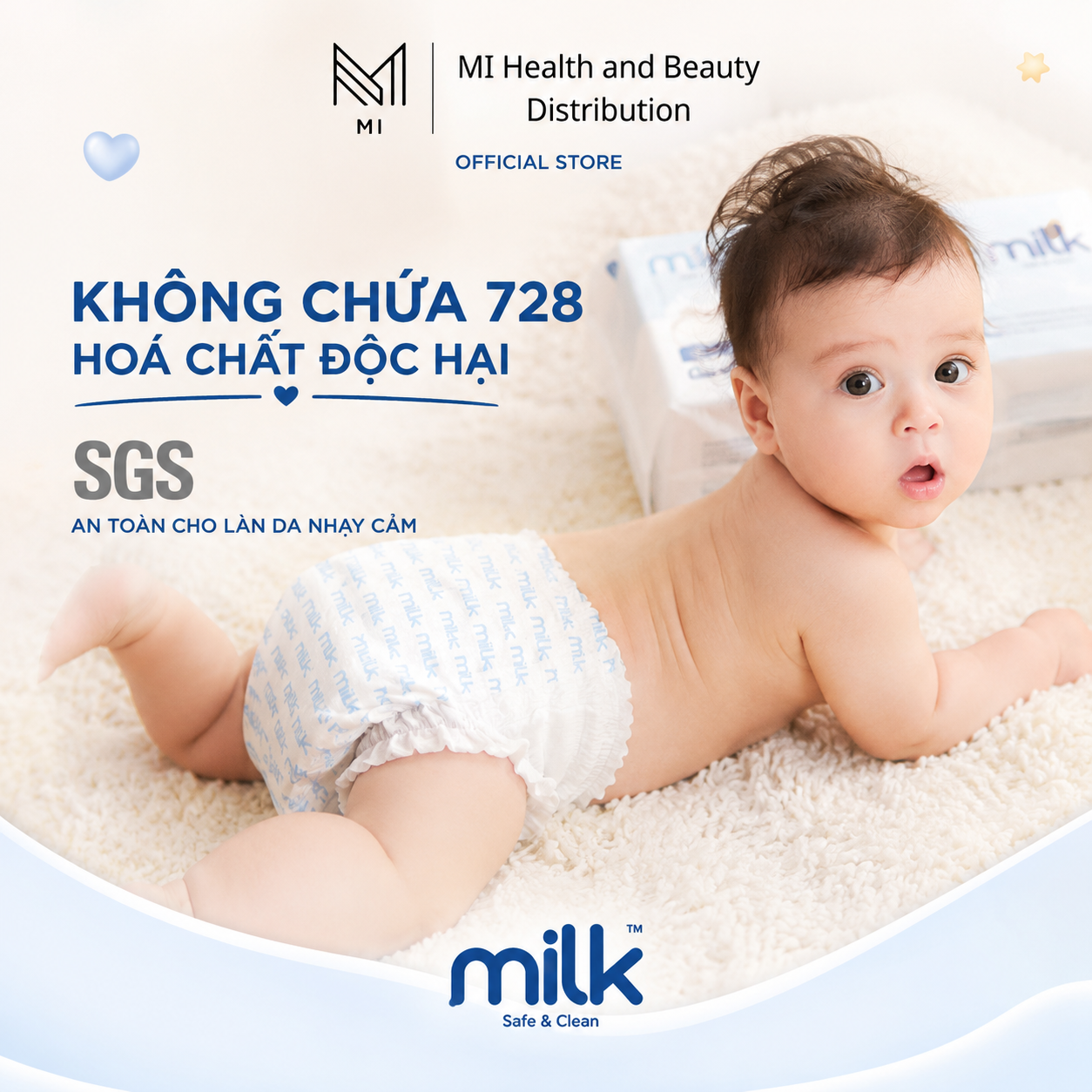 Thùng 4 Bịch Bỉm Tã Quần MILK Yoga Pants Siêu Mềm Mỏng Chống Hăm Cho Bé [Size M168/L144/XL120/XXL96]