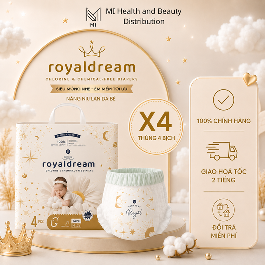 Thùng 4 bịch Bỉm quần Hoppi RoyalDream cao cấp chính hãng siêu mỏng 2mm đủ size M/L/XL/XXL cho bé từ 6-25kg