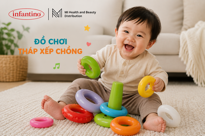 Đồ Chơi Tháp Xếp Chồng Infantino Vòng Tròn Nhiều Màu Sắc Cho Bé Giúp Kích Thích Thị Giác Bằng Nhựa ABS Cao Cấp An Toàn