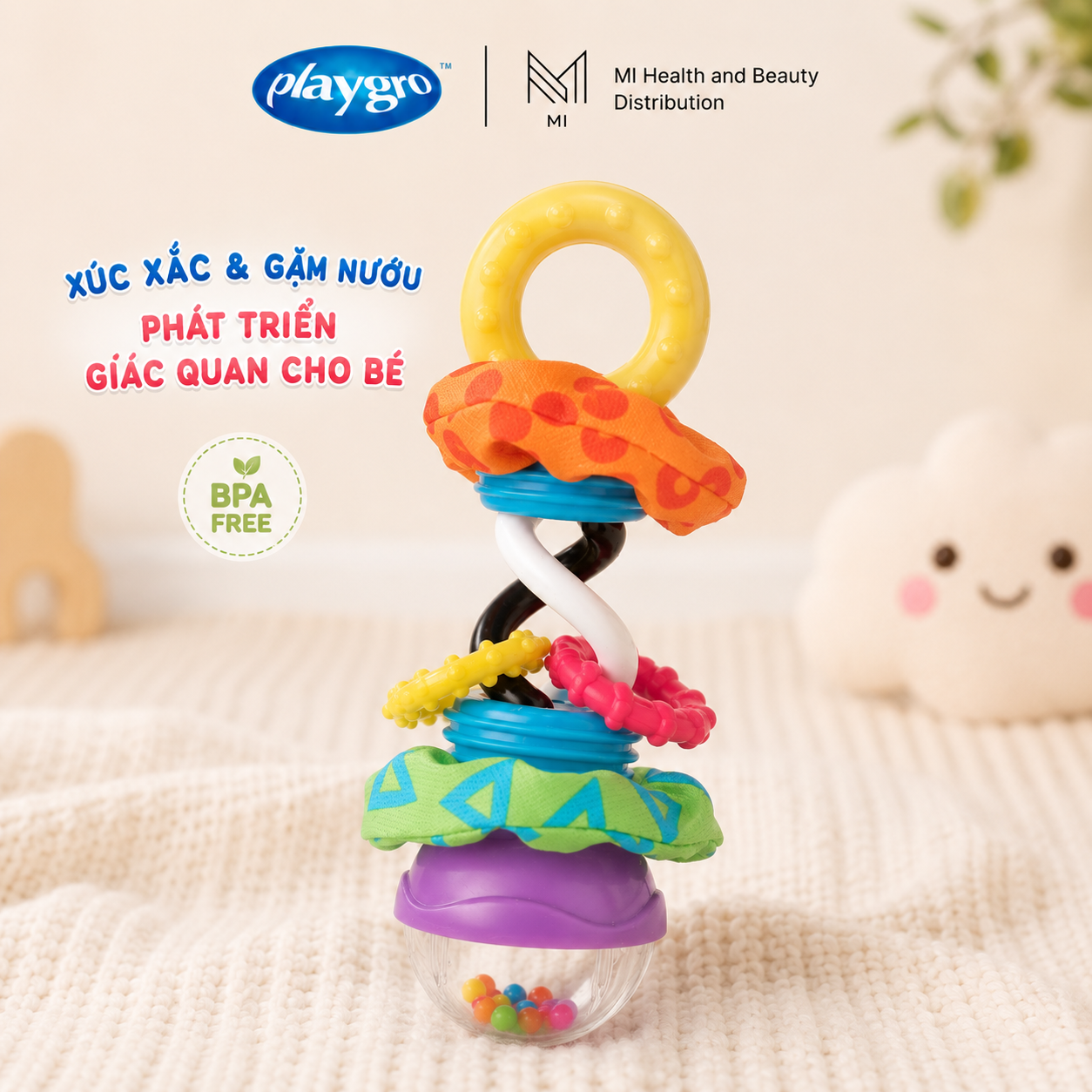 Xúc xắc & gặm nướu phát triển giác quan cho bé - Playgro Super Shaker