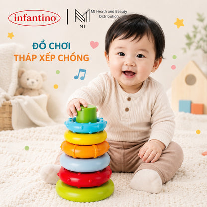 Đồ Chơi Tháp Xếp Chồng Infantino Vòng Tròn Nhiều Màu Sắc Cho Bé Giúp Kích Thích Thị Giác Bằng Nhựa ABS Cao Cấp An Toàn