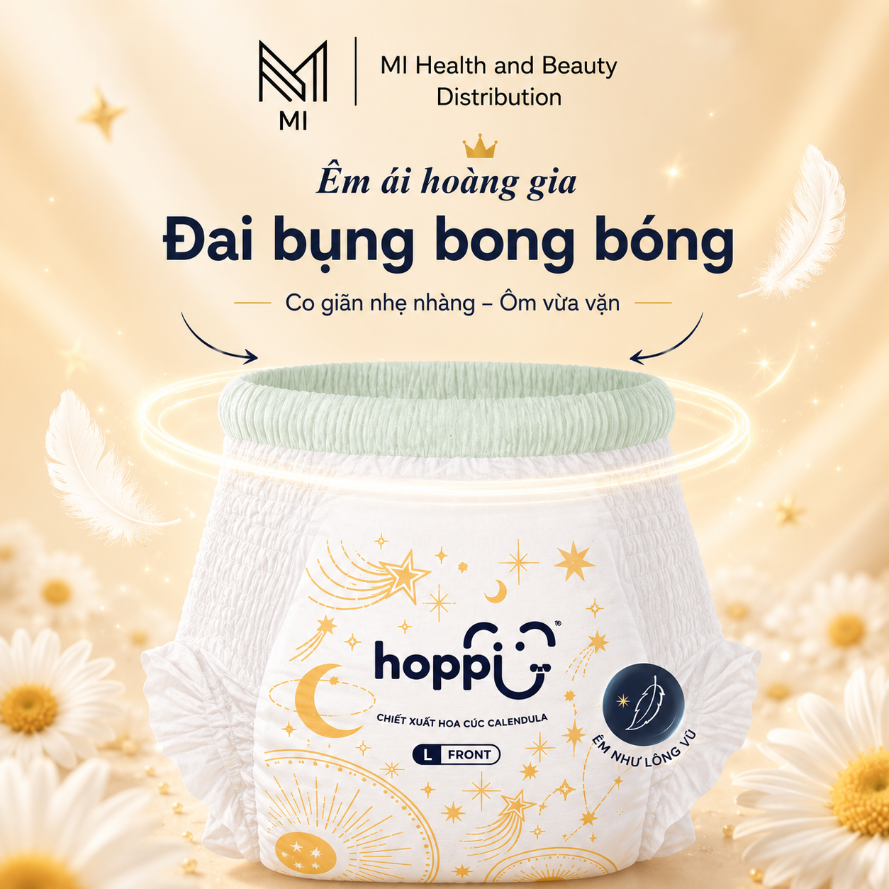 Bỉm quần Hoppi RoyalDream cao cấp chính hãng siêu mỏng 2mm đủ size M/L/XL/XXL cho bé từ 6-25kg