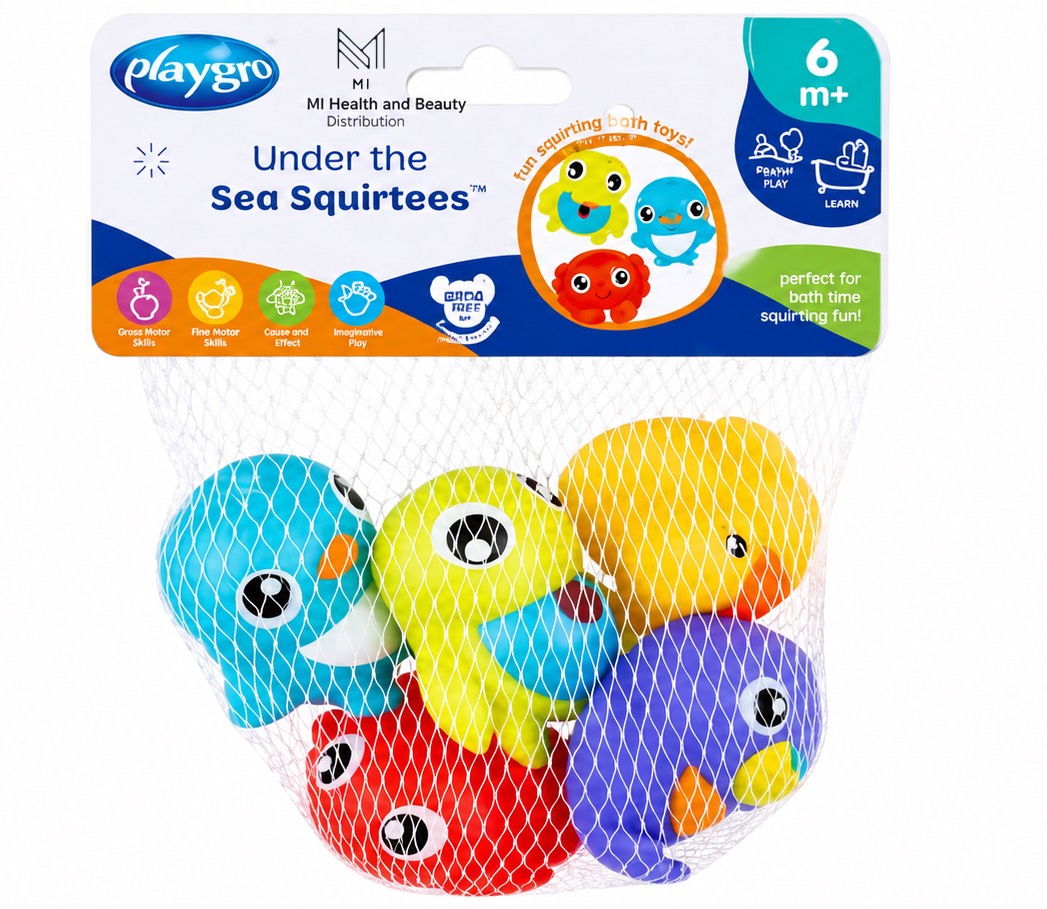Bộ 5 đồ chơi nhà tắm phun nước sinh vật biển Playgro Under the Sea Squirtees (Phiên bản mới)