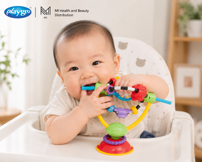 Đồ chơi vòng xoay gắn ghế ăn dặm Playgro High Chair Spinning Toy có đế hút chân không cho bé