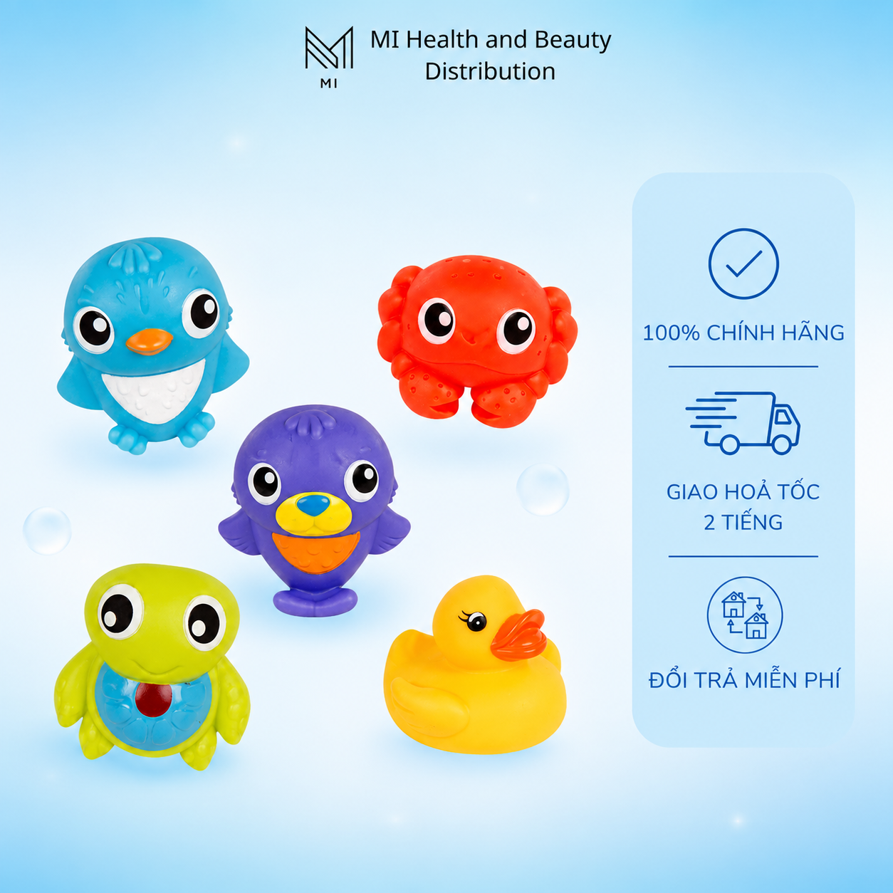 Bộ 5 đồ chơi nhà tắm phun nước sinh vật biển Playgro Under the Sea Squirtees (Phiên bản mới)