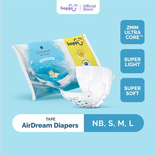 Tã Dùng Thử Hoppi AirDream Chính Hãng - Bỉm Dán Và Bỉm Quần Siêu Mỏng Cho Bé Từ 0 - 25kg