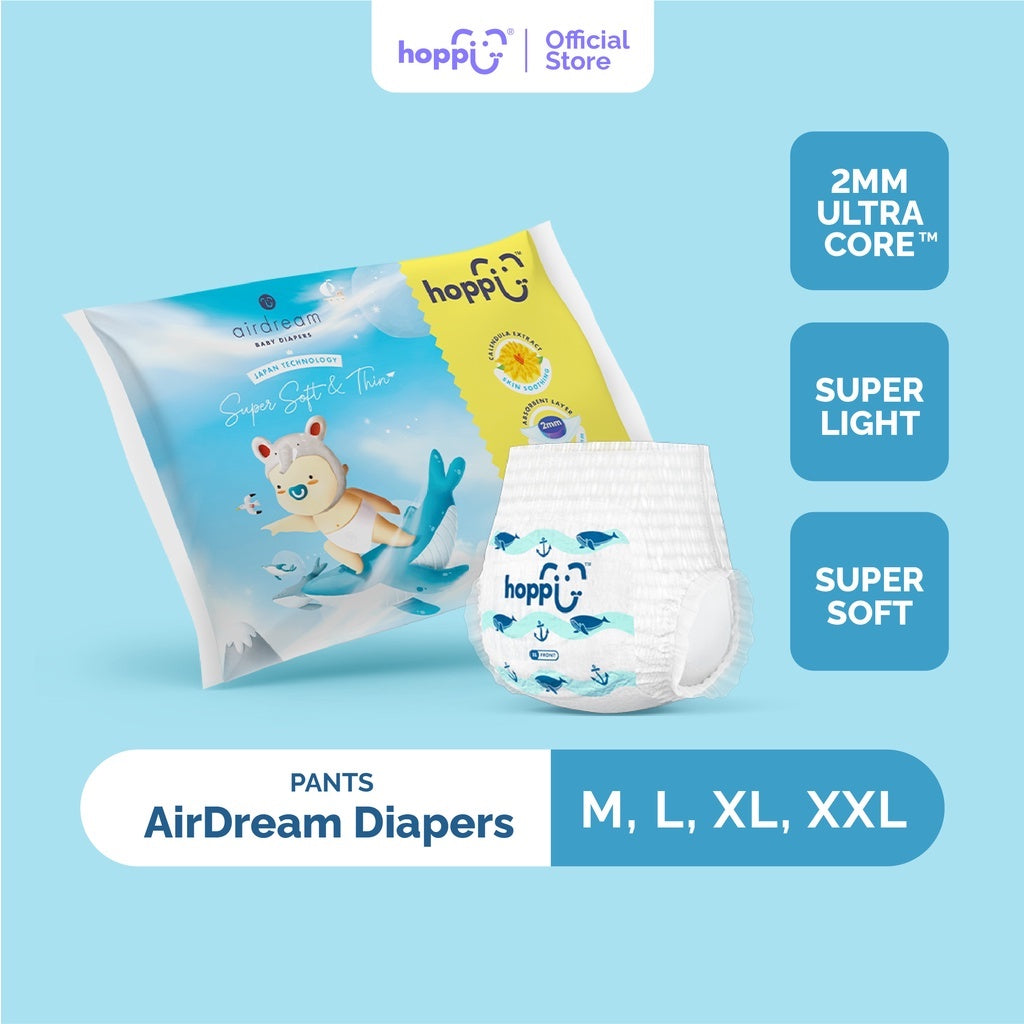 Tã Dùng Thử Hoppi AirDream Chính Hãng - Bỉm Dán Và Bỉm Quần Siêu Mỏng Cho Bé Từ 0 - 25kg
